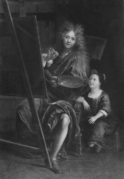 Self Portrait with His Son Charles by Charles Antoine Coypel